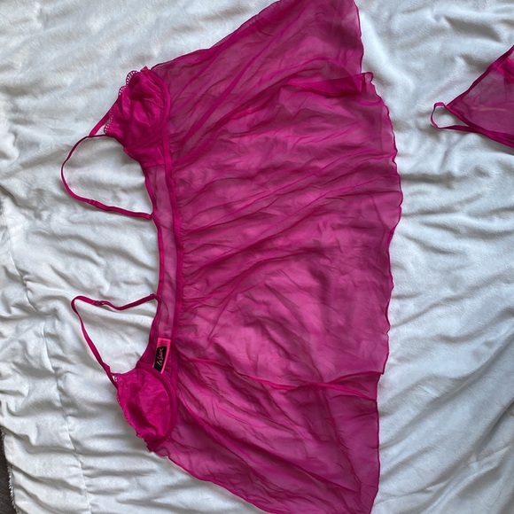 La Senza Magenta Babydoll & Thong Set – Size S | Luxe Lingerie | Mesh - Picture 5 of 7